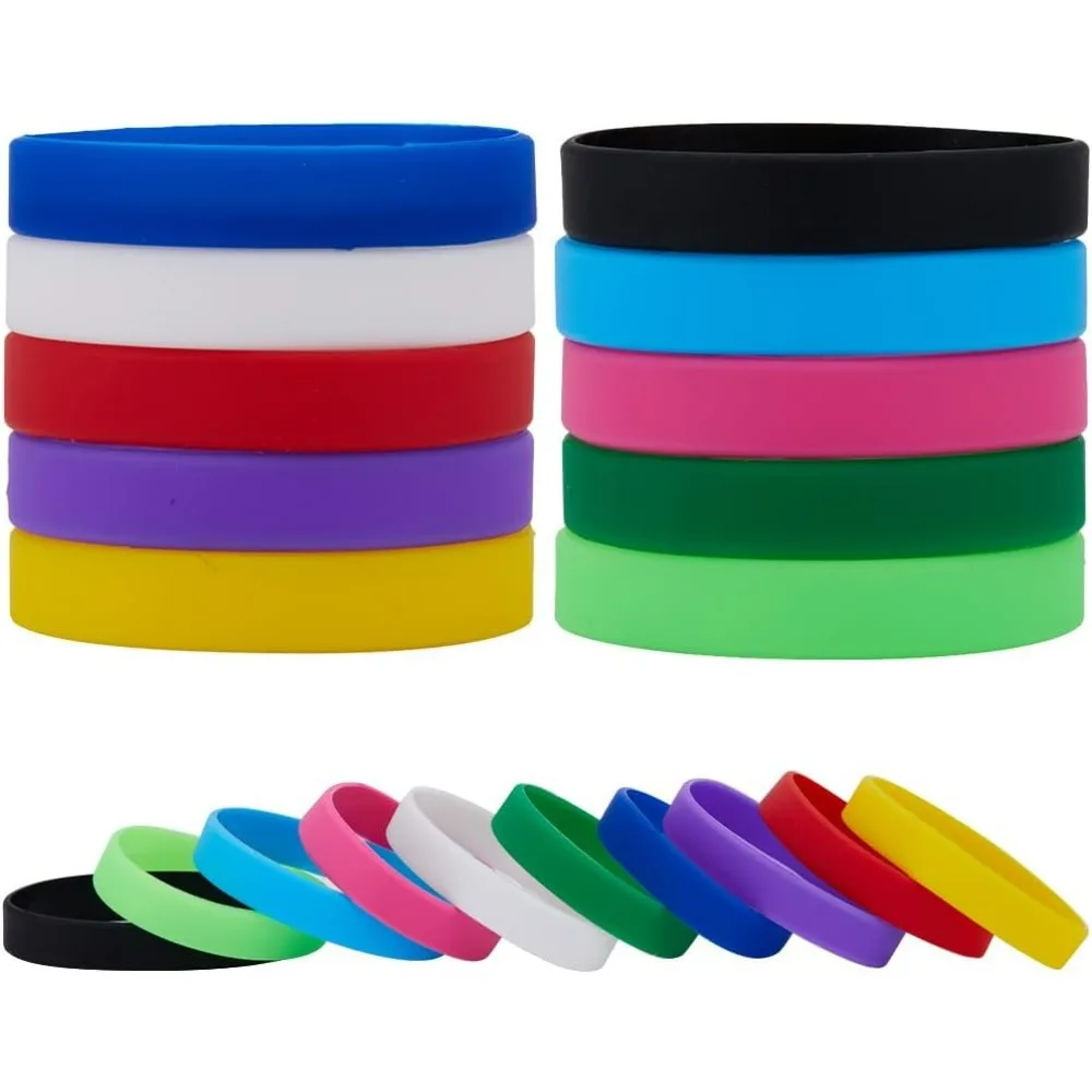 

40Pcs 10 Colors Solid Color Silicone Wristbands Colorful Rubber Wristbands Blank Stretch Colored Silicone for Men making kit