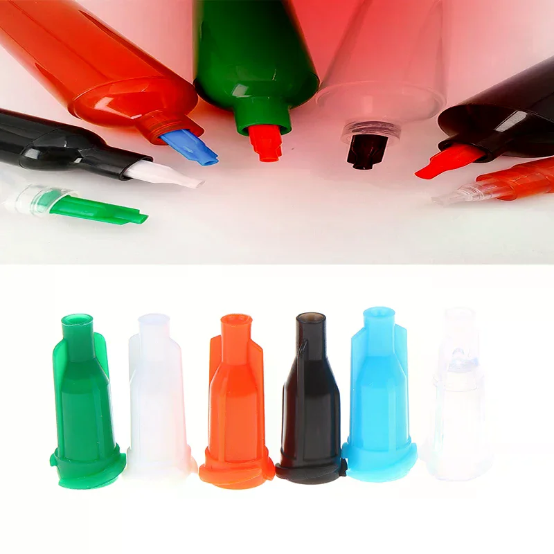 🔝100Pcs/Pack Syringes Tip Caps Luer Lock Tapered Tips Covers Dispensing Needles Tip Cap Multi-color Spiral Mouth Syringes Plug✨