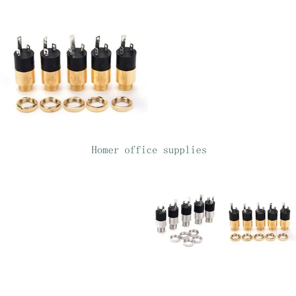 K43B Set of 5 High Conductivity 3.5Mm Sound Jacks Connectors Gold/ Plate Design