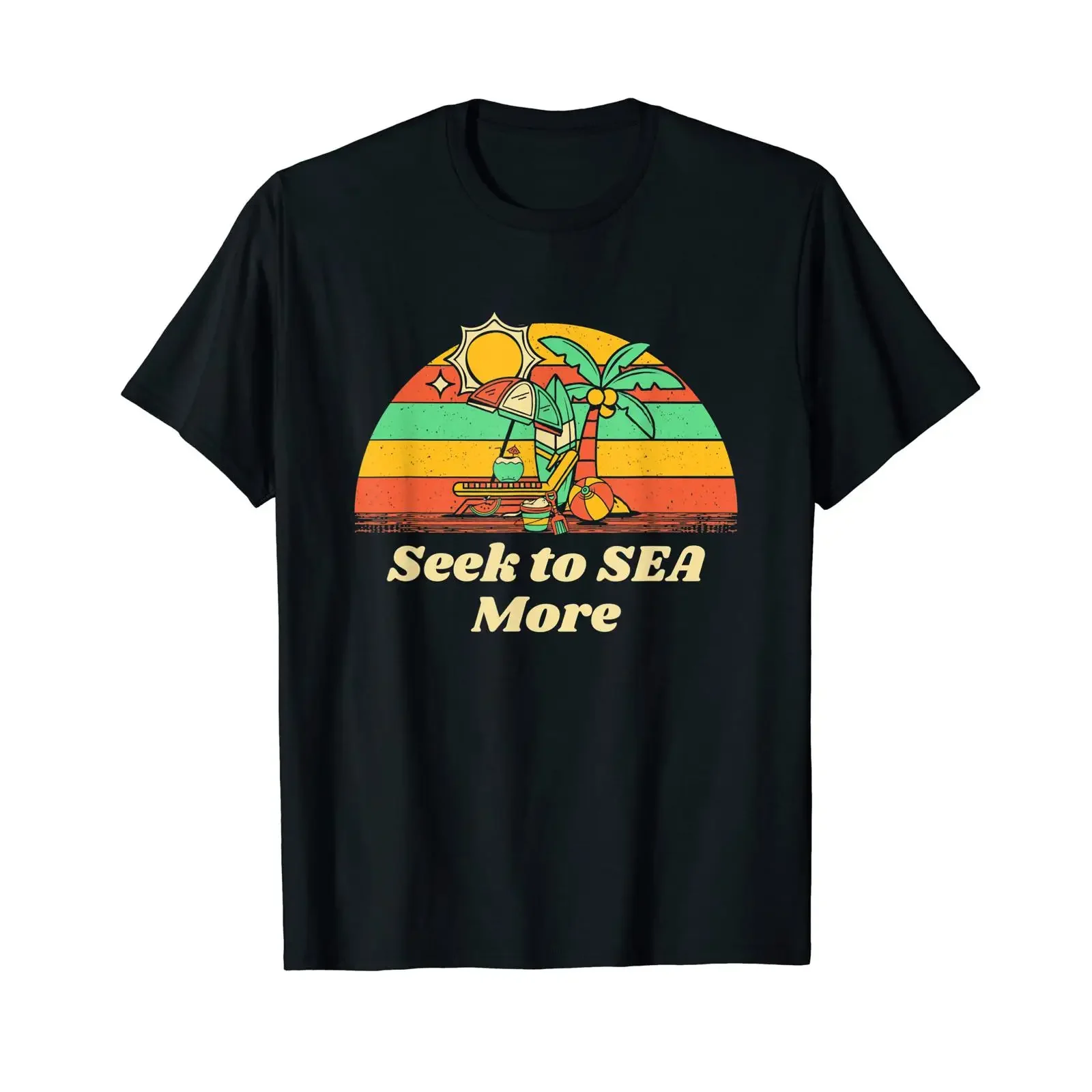 Seek to SEA More Beach Sommer Ocean Tropical Urlaubsreise T Shirt vintage Washed fashion Comfortable Stylish Soft Casual homme