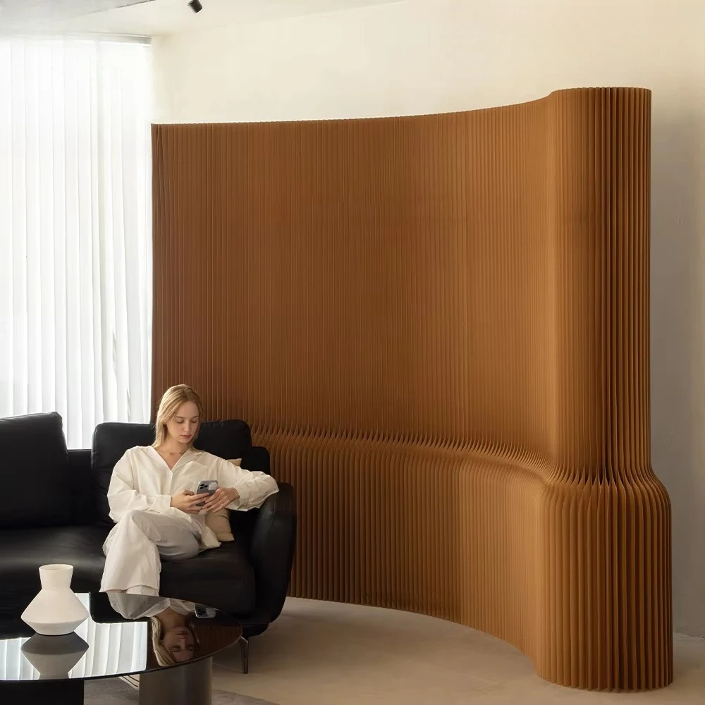 Screen partition organ paper wall office porch light screen partition live stream background deformed furniture