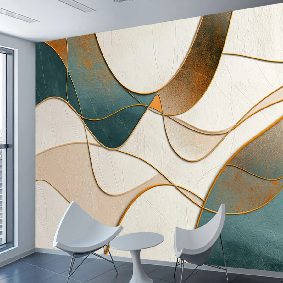 20+ Geometrc Peel n Stick Wallpaper Natural Woodgrain Gold Line for Home Office Living Room Bed Accent Renovation Wall Decor Art