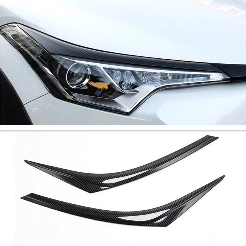 Fibra de carbono frontal farol sobrancelha tampa, guarnição para Toyota CHR 2016-18