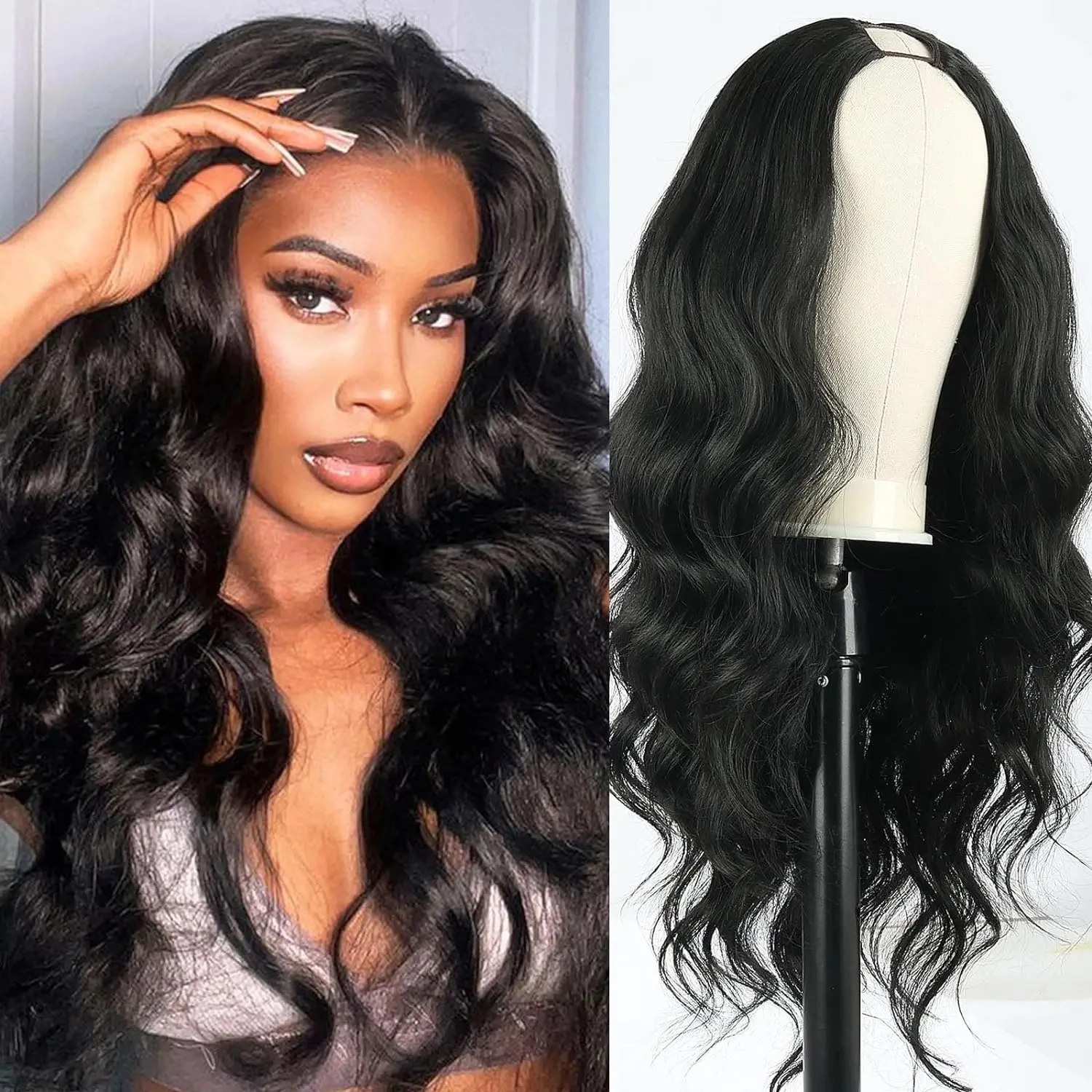 

V Part Wigs Body Wave Brazilian Wigs 100% Human Hair Wigs Machine Made 180% Density V Shape Wigs 18-32 Inch Natural Hair Wig