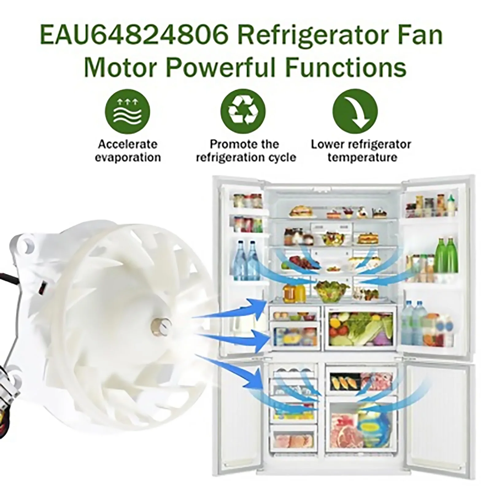 Imagem -06 - Substituição do Ventilador do Congelador do Motor do Evaporador do Refrigerador do Refrigerador do lg Peças de Reparação do Ventilador Eau64824806