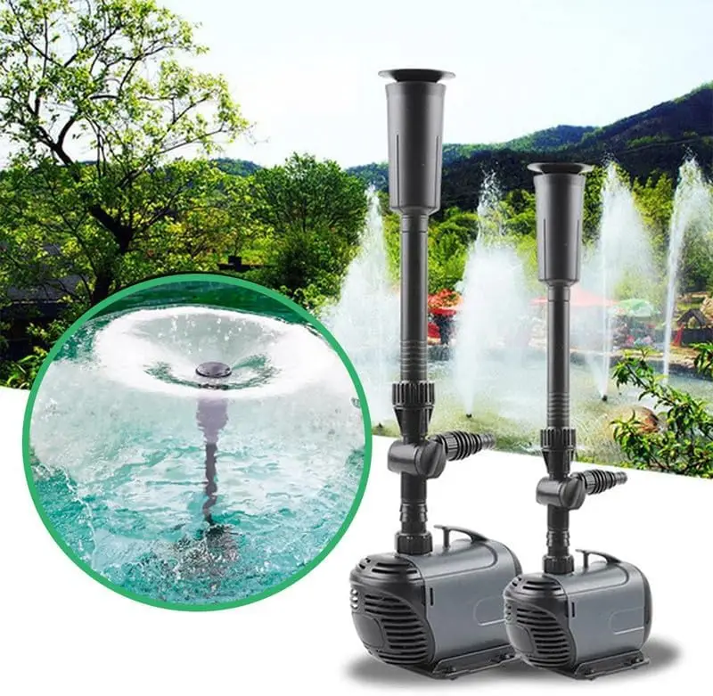 1Pcs 220V Durable Versatile Adjustable Fountain Pump14W Water Pumping  with 3 Nozzles for Garden, Fish Pond  Swimming  Pond