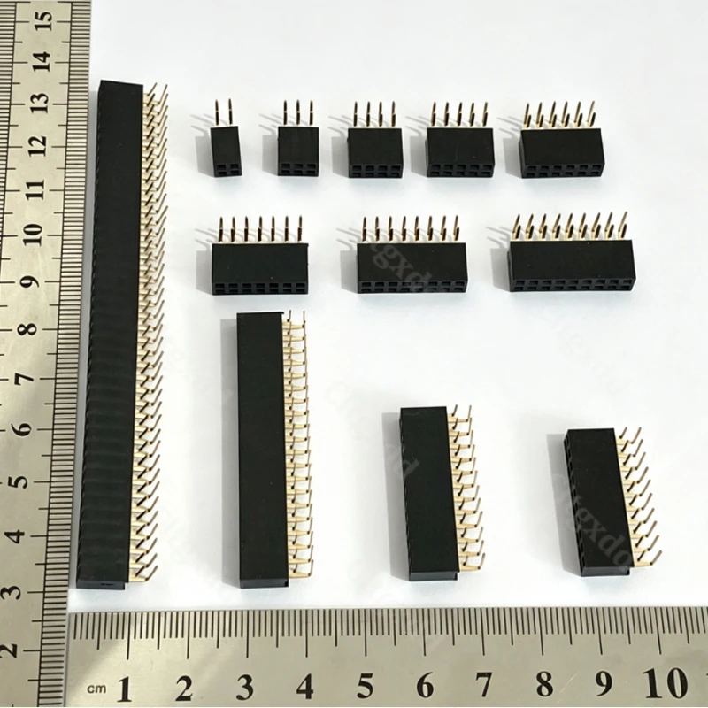 10 Stück 90-Grad-Winkelstecker, zweireihig, Buchsenleiste, 2,54 mm Rastermaß, PCB-Buchsenstecker, 2×3, 2×4, 2×5, 2×6, 2×7, 2×8, 2×20, 2×40 Pins – Detail 8