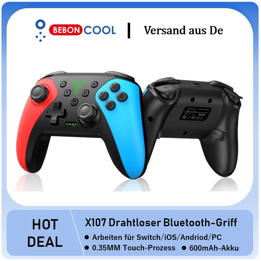 BEBONCOOL X107 Wireless Switch Controller For Nintendo Switch/OLED/Lite/Android/IOS/ PC with Programmable,Turbo,6-Axix Gyro