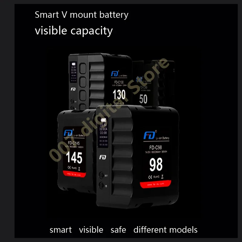 Аккумуляторная батарея Feidu для фотоаппарата с V-образным креплением большой емкости, маленькая аккумуляторная батарея для SLR-вспышки, функция мониторинга яркости/130/145/200/