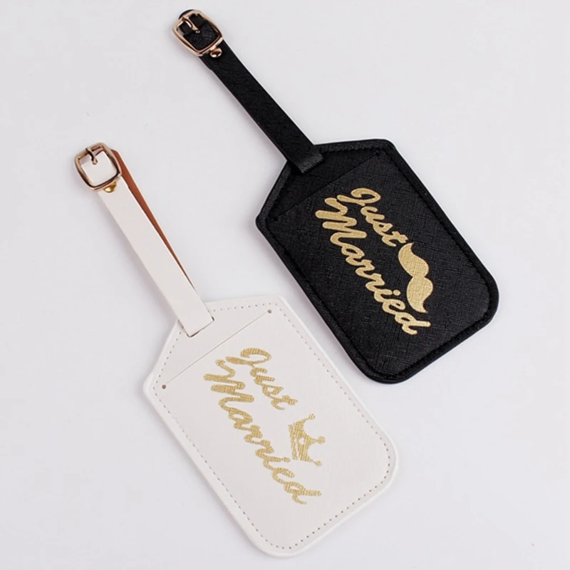 PU Leather Luggage Tag Travel Suitcase Tags Name Phone Address Label Identifier Wedding Bridal Gift for Women Men