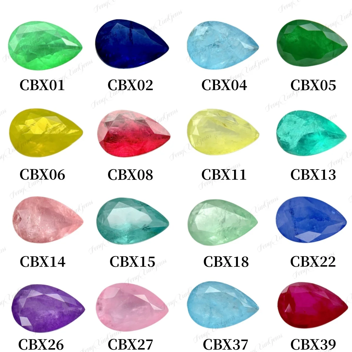 Pear Shape Glass Loose Stone CBX01~CBX39 With Cracks Inclusions Inside Synthetic Gemstones For Necklace Ring Jewelry Making