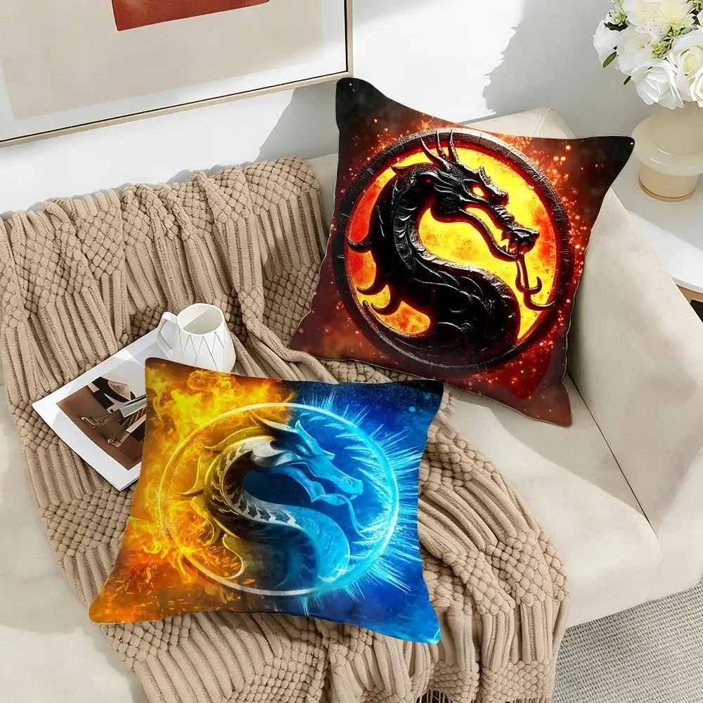 M-Mortal K-Kombat Game Cushion Cover Silky Short Plush Invisible Zipper Dustproof Sofa Pillow Case for Home Decor