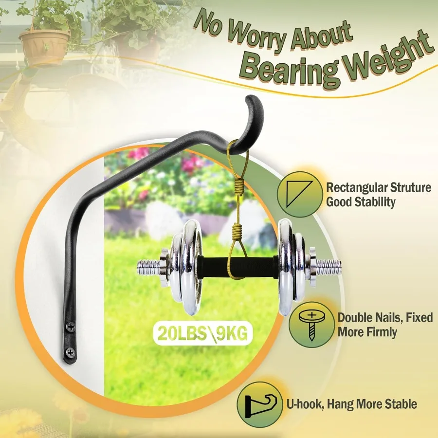 내구성 있는 식물 걸이 브래킷: 2개 팩 12인치 야외 금속 식물 걸이 브래킷 녹 방지 벽걸이 꽃 화분 걸이