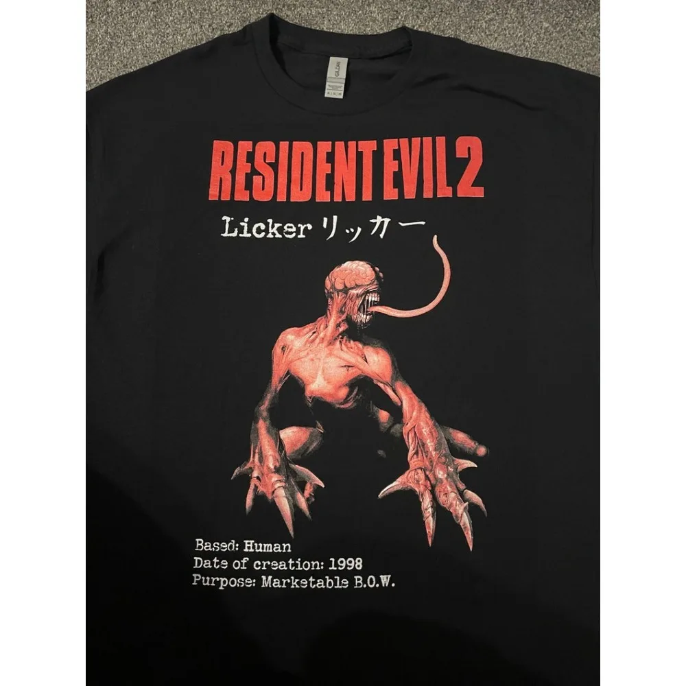 Camiseta Resident Evil 2 Licker masculina clássica de verão B.O.W. Camiseta Oversized de Manga Curta com Estampa de Jogo de Terror para Gamers