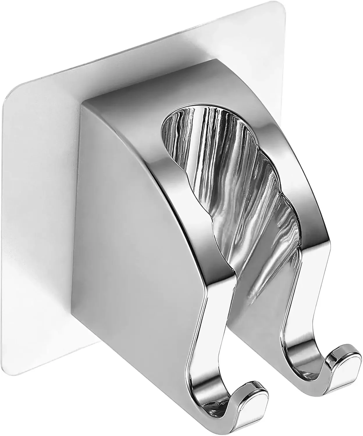 Handheld shower head bracket with 2 hanger hooks, strong adhesive shower head bracket, adjustable shower rod bracket, wall-mounted, bathroom waterproof shower bracket