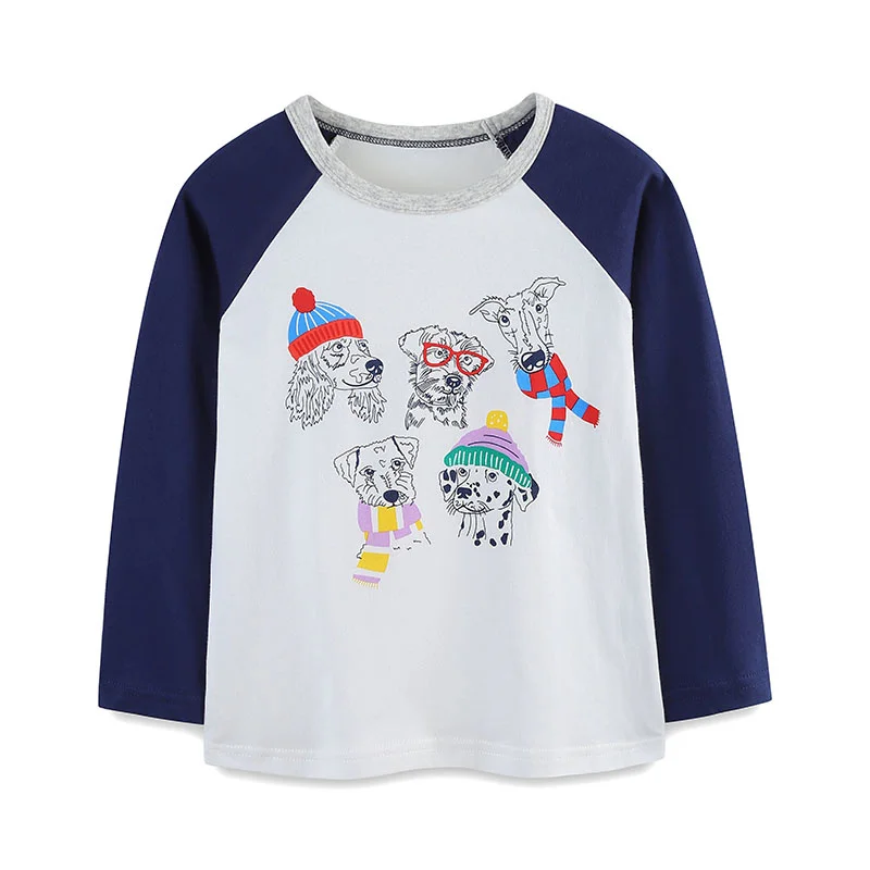 

Animals Dogs Long Sleeve Cotton Tshirts 2-7T Boys Tshirts For Autumn Spring Children's Clothes Baby Blouse Kids Fashion Tops