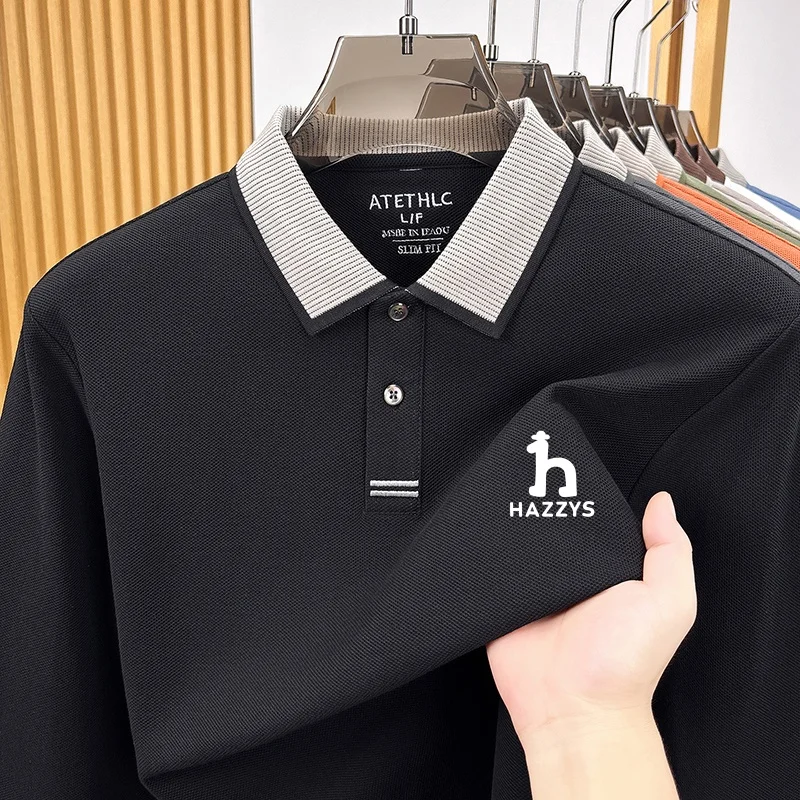 Modisches Herren-Poloshirt mit Print, Herbst, hautfreundlich, wärmend, langärmelig, 100% Baumwolle, vielseitige Herrenbekleidung für den Alltag. – Detail 9