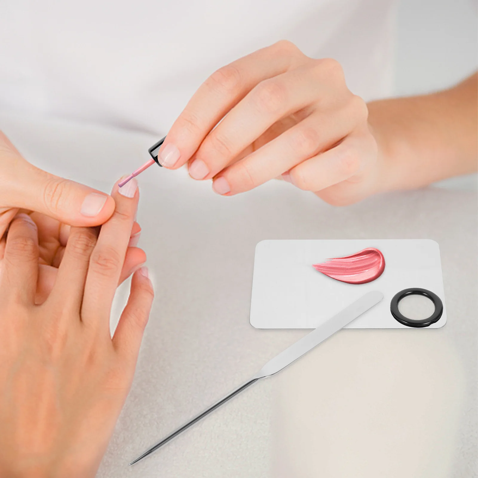 

1 set 1 Set Stainless Steel Makeup Mixing Palette Smooth Surface Foundation Nail Art Blending Tool Palette With Spatula