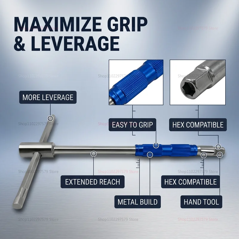 T Handle Extension Rod Hex Allen Wrench for Key Spanner T Type Socket Replacement Sleeve Wrench Repair Tool for Automotive