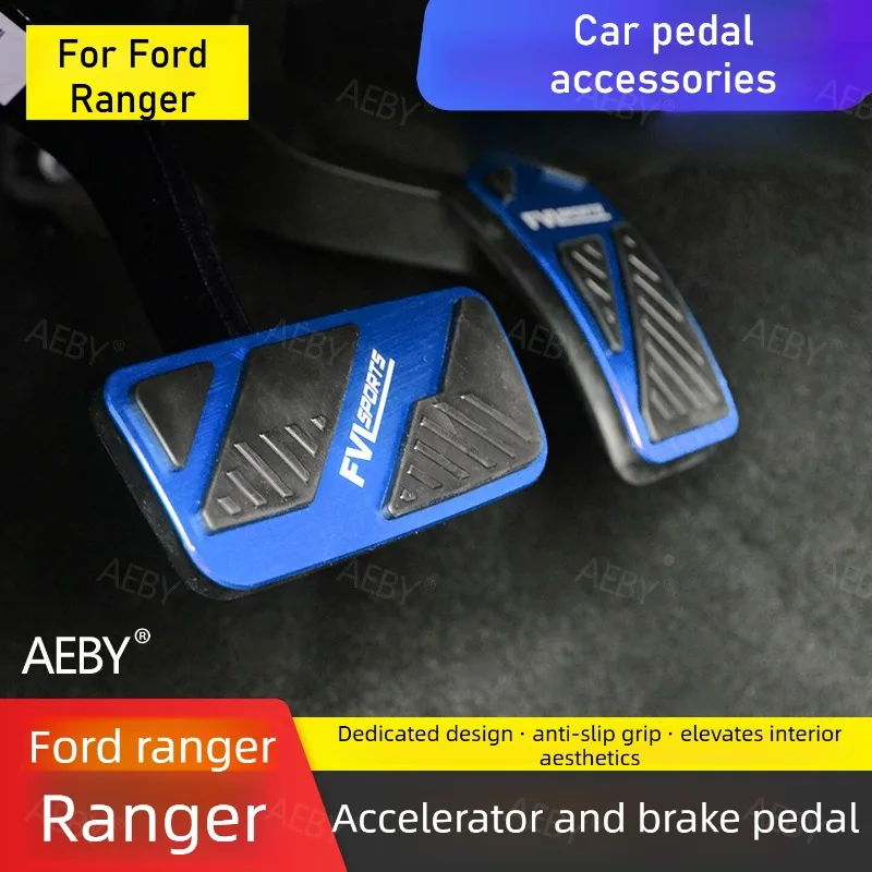 For Ford Ranger 2022-2026 Pedal cover,Aluminum alloy anti-slip pedal cover,Anti-skid brake accelerator,Throttle brake,interior
