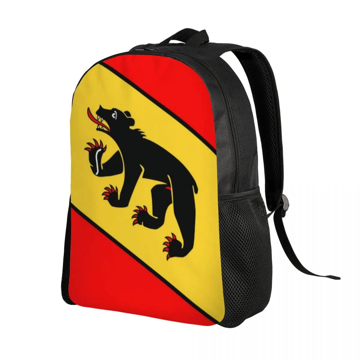 Bern Bear Swiss Flag Laptop Backpack Men Women Fashion Bookbag for School College Students Switzerland Bern Coat of Arms Bag