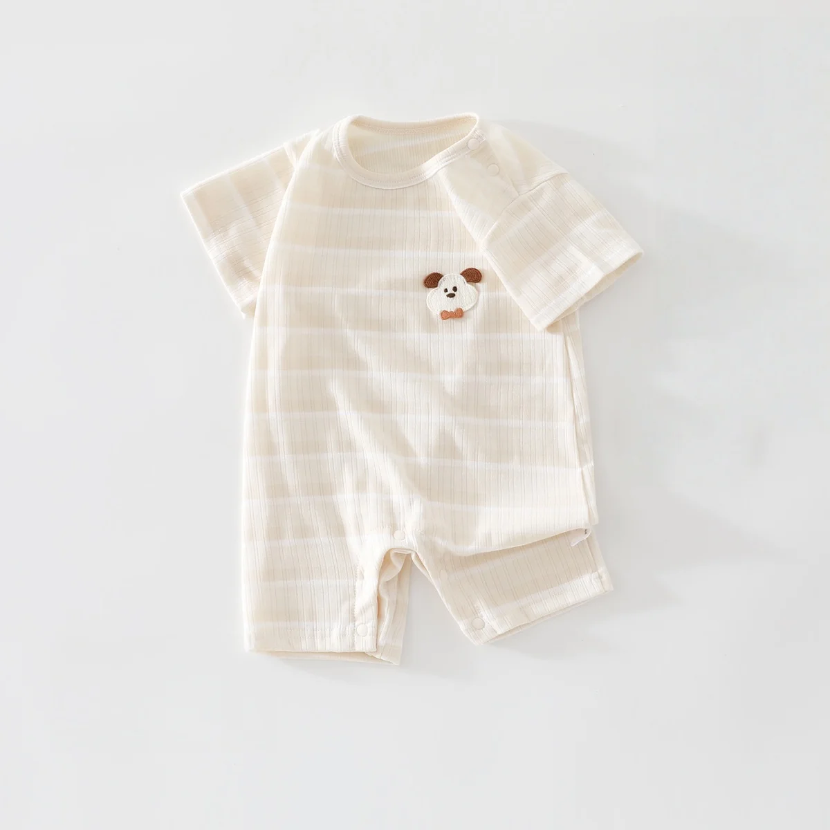 3-24M Summer Baby Bodysuit Cute Dog Striped Short Sleeve Romper for Girls Boys Soft Infant One Piece Clothing Daily