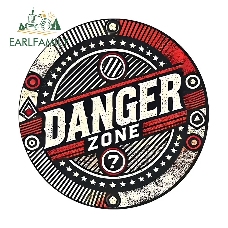 EARLFAMILY Danger Zone ريترو تسجيل ملصقات السيارات الإبداعية دراجة نارية الكمبيوتر جذع ملصق مائي مقاوم للماء مسلية الملحقات الخارجية