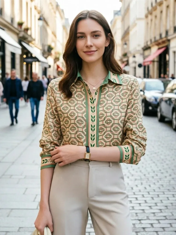 Neue Frühlings-Bürodamen-Hemden Modische Bedruckte Damenblusen Französischer Stil Oberteile Blusas Mujer – Detail 13