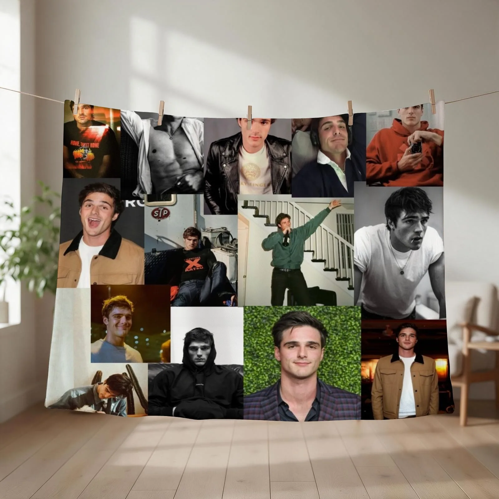 Jacob Elordi pic collage Throw Blanket couch cozy soft plush fuzzy picnic outdoor blanket