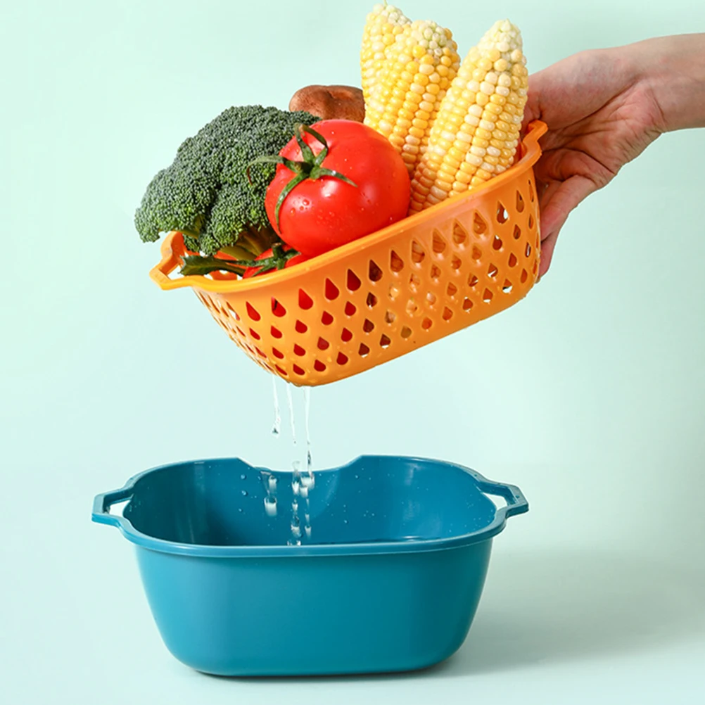 

8 Pieces Drain Basket Plastic Kitchen Filter Basin Strainer Washing Storage Holder Vegetable Fruit Colander Bowl Mesh