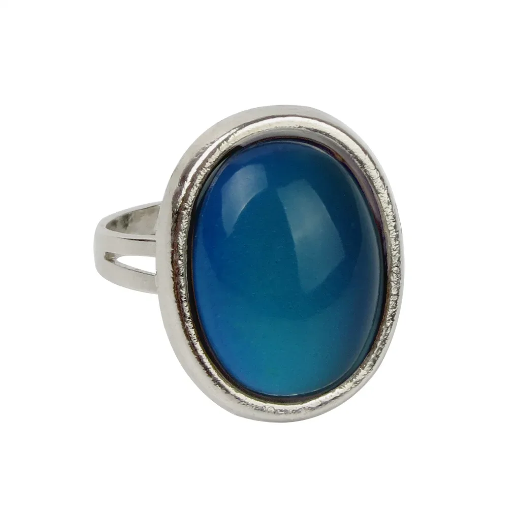 분위기 반지 레트로 패션 여성 타원형 보석 색상 변경 온도 반지 개방 고딕 웨딩 Anillos Mujer 남성 반지 주얼리