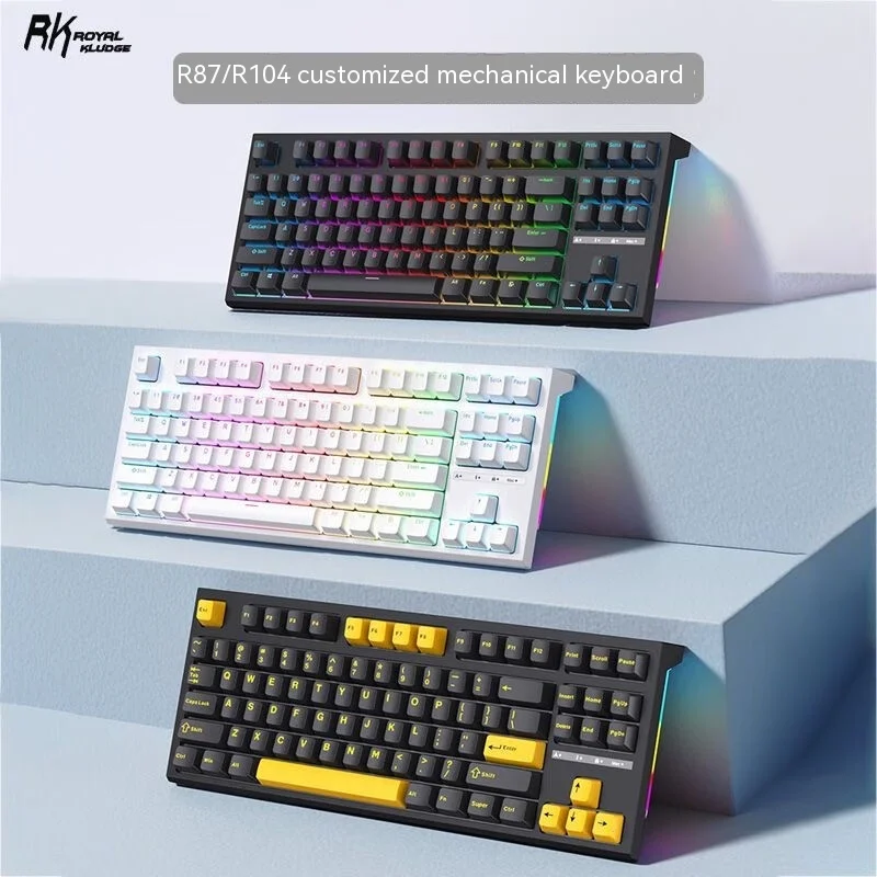 RKR87 mechanical keyboard color blocking customization R87 key computer laptop esports game hot plug R104 wired