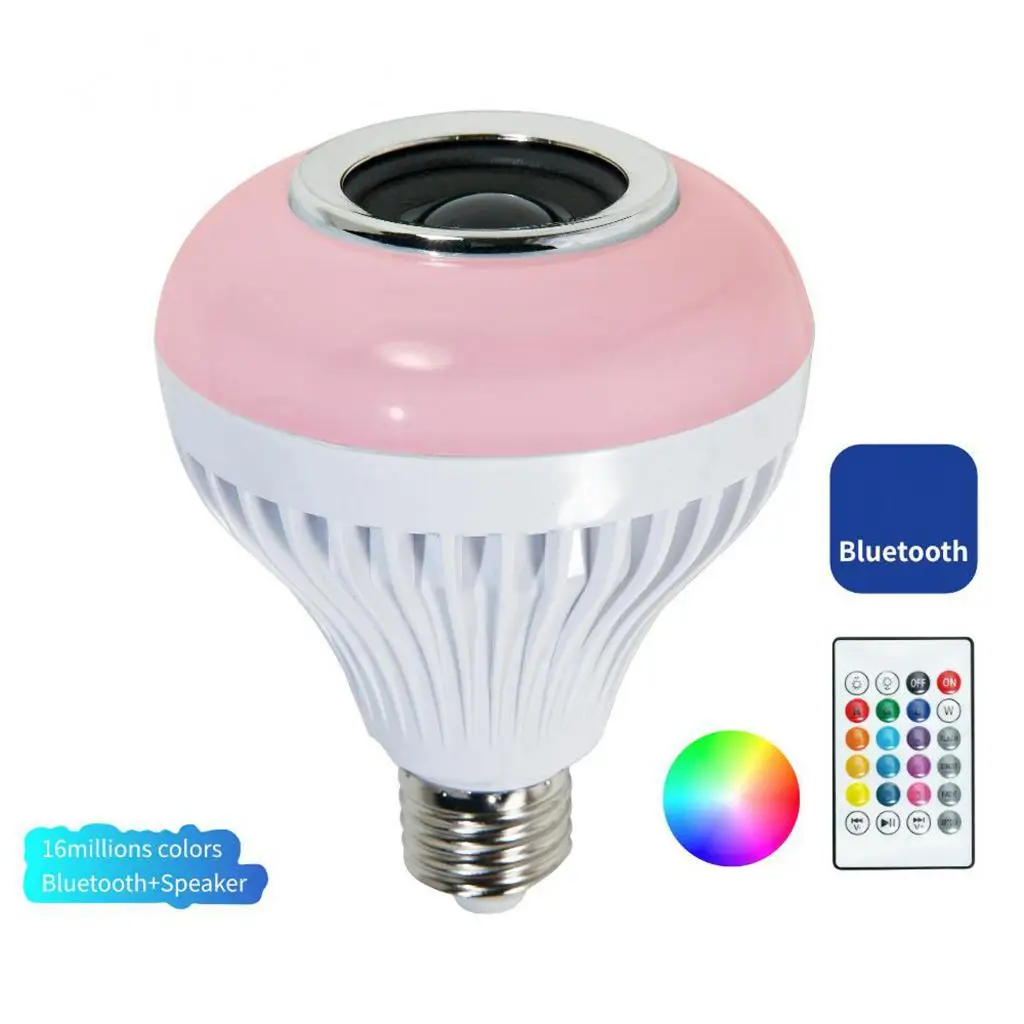 E27 5-7W Smart Light Bulb Speaker Bluetooth RGB 6500K White Color Changing Dimmable LED Bulb Remote Control Night Light