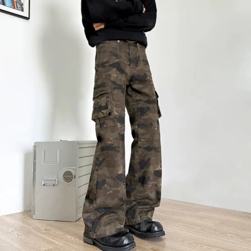 ANJY otoño nuevas mujeres pantalones vaqueros Cargo tridimensionales múltiples bolsillos camuflaje adelgazamiento estilo Safari pantalones vaqueros de calle alta A10162
