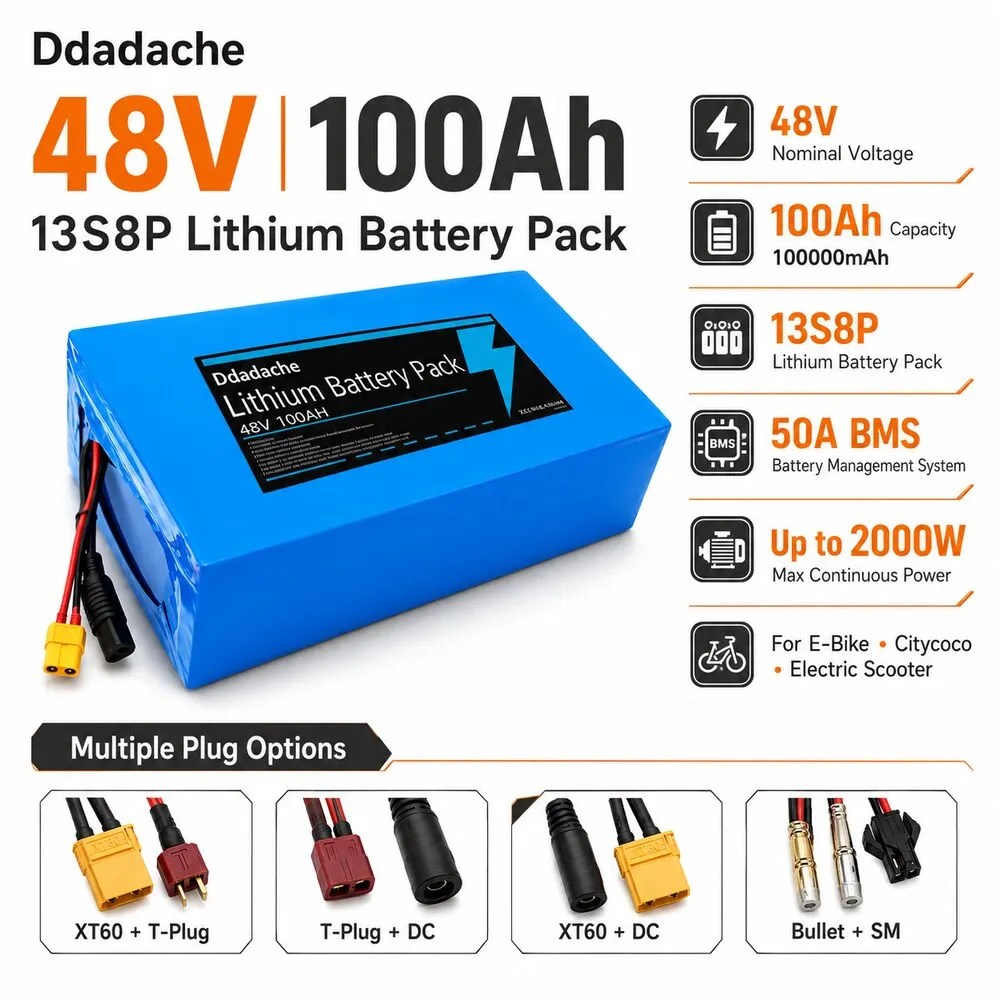 13S8P 48V 100Ah Lithium-Ionen-Akkupack Ersatz für Citycoco Elektroroller mit BMS