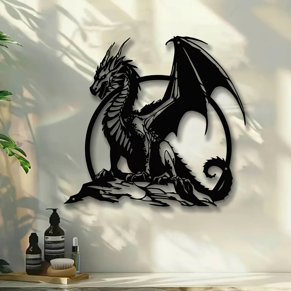 1 Stück atemberaubende Metall-Drachen-Wandkunst – 11,81 Zoll Eisenskulptur für Innen- und Außendekoration, perfekt für Wohnzimmer, Terrasse oder Balkon – Detail 7
