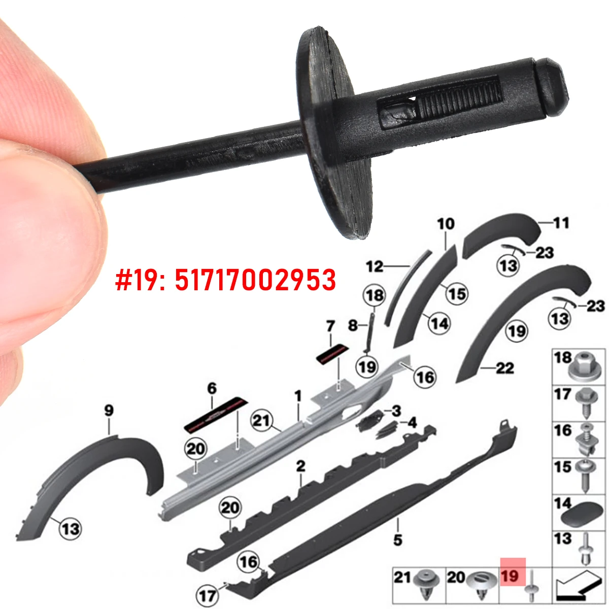 40pcs Car Bumper Clip Plastic Expansion Blind Rivets 6mm For BMW X1 E84 X3 E83 F25 X5 E53 E70 X6 E71 E72 7 Wheel Arches Fastener