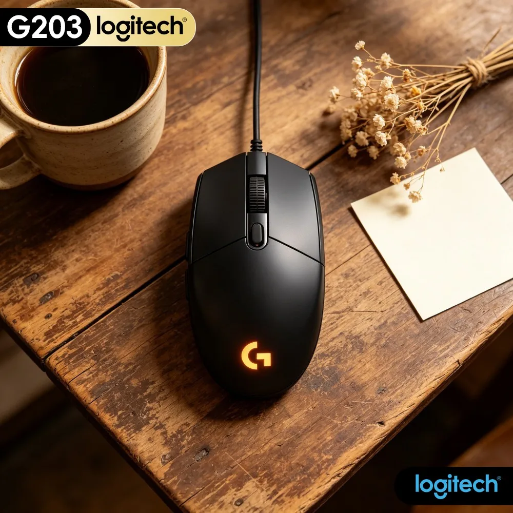 Logitech G203 Wired Gaming Mouse Practical E‑Sport Adjustable Sensitivity Soft RGB Anti‑Slip Base USB Pc Office