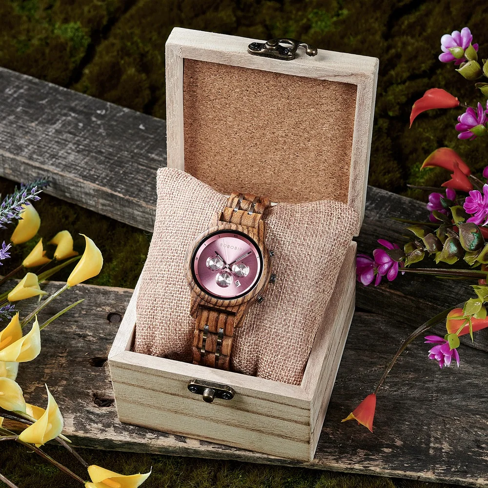 BOBO BIRD relojes de madera para mujer, reloj de cuarzo femenino de lujo, personalizado, envío directo