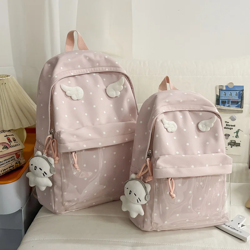 High-Value Student Backpack Polka Dot Transparent Bag Cute Large Capacity Backpack for Middle School Students College Style Back