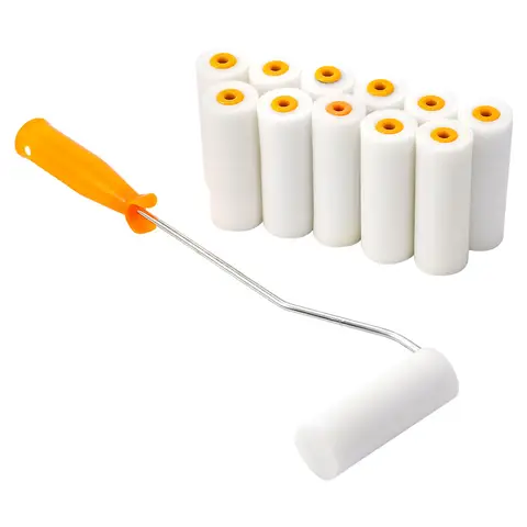 13Pcs/Set 100mm Sponge Paint Roller Mini Paint Roller Cover Replacement Paint Roller Nap Reusable with Handles Painting Tool Set