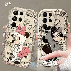 Disney Minnie Mickey Mouse 3D Wave Case For Samsung Galaxy S24 Ultra S23 S22 Plus S21 S20 FE A25 A55 A35 5g Transparent Cover