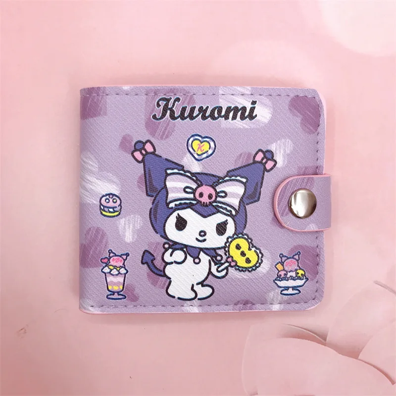 Новый Kawaii Hello Kitty Cinnamoroll My Melody Kuromi Sanrios, новая повседневная сумка для денег из искусственной кожи, кошелек с кнопками, кошелек, держатель для карт