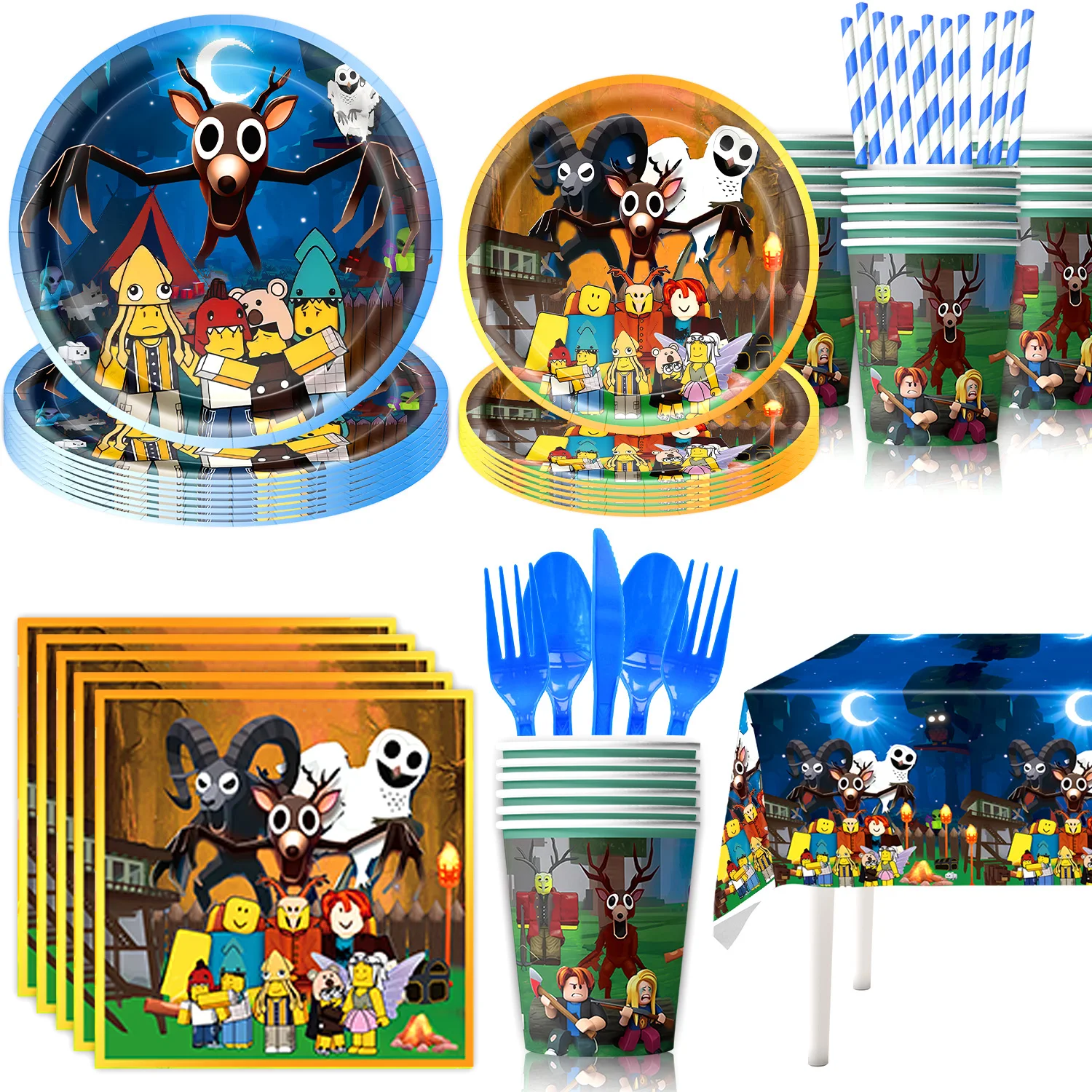 ROBLOX 99 ليال في الغابة حفلة عيد ميلاد ديكور أدوات المائدة لوحة حقيبة بالون كعكة توبر خلفية لعبة أطفال مجموعة لوازم الحفلات