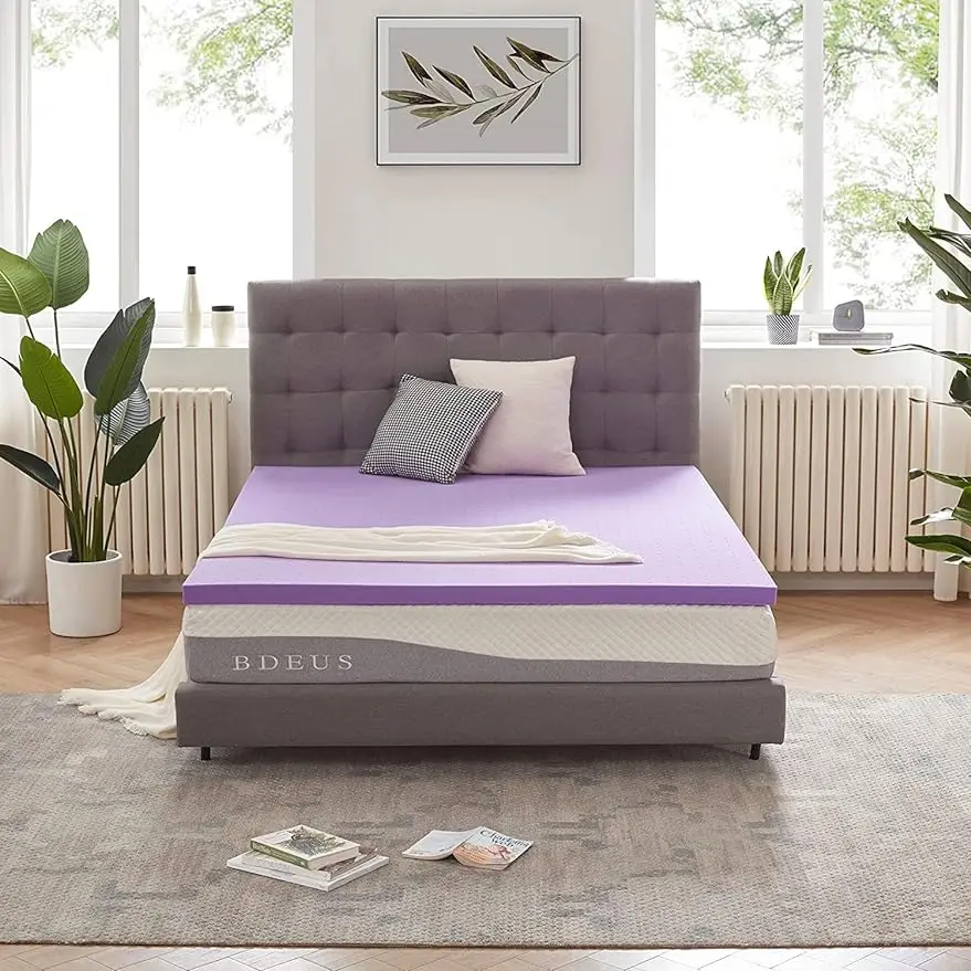 SINWEconvex-Surmatelas en mousse à mémoire de forme, coussin de matelas doux ventilé, surmatelas de lit, CertiPUR-US ignorez, taille jumelle, Pur, 1.5 pouces