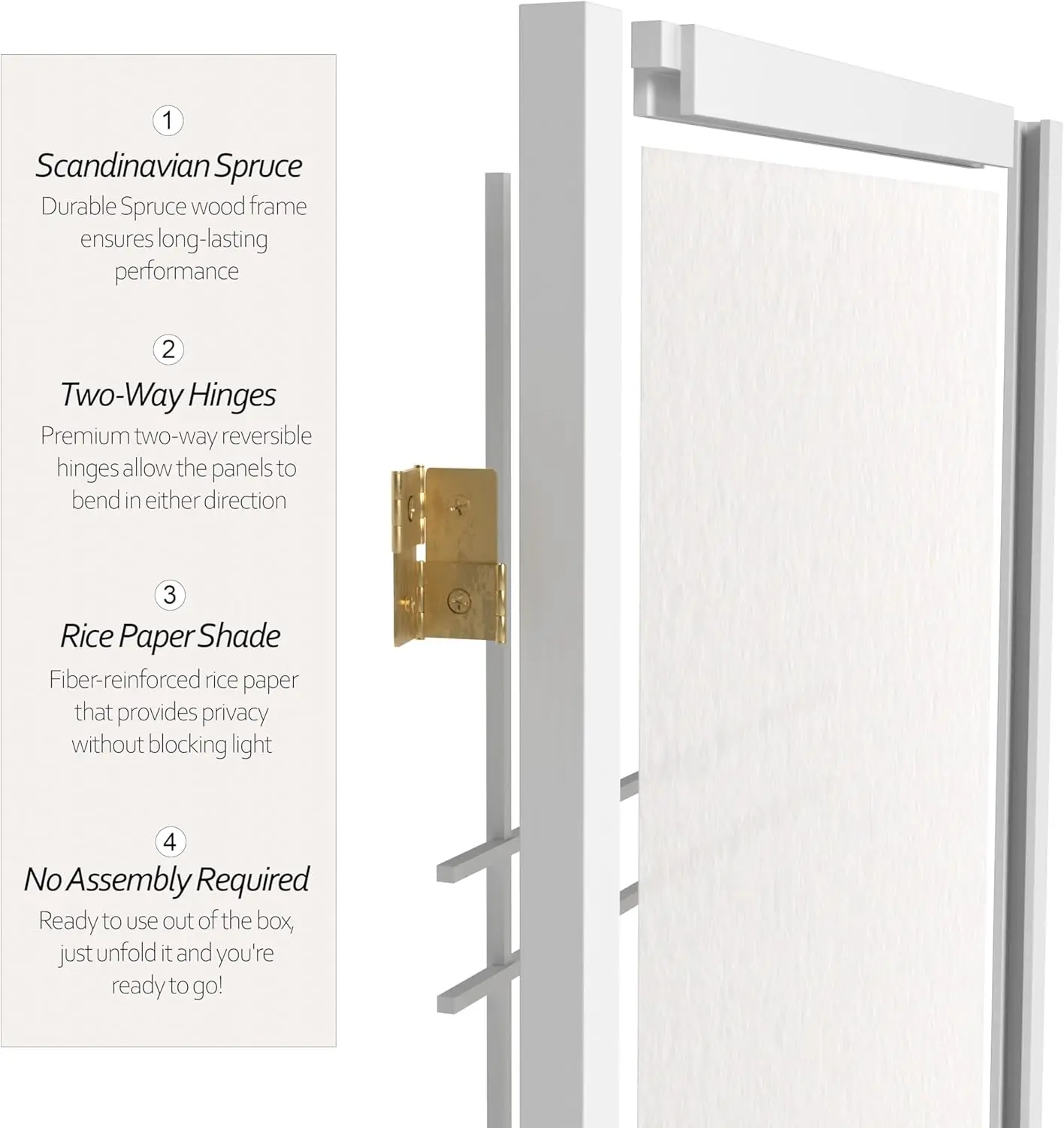 شاشة شوجي بيضاء مزدوجة الصليب بطول 3 أقدام مع 3 ألواح، مقسم غرفة أنيق #4