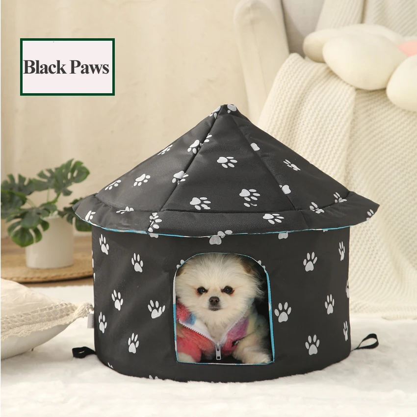 Kennel Dog House Soft Pet Bed Tent Indoor Outdoor Enclosed Sleeping Nest Basket with Removable Cushion Travel Dog Accessory