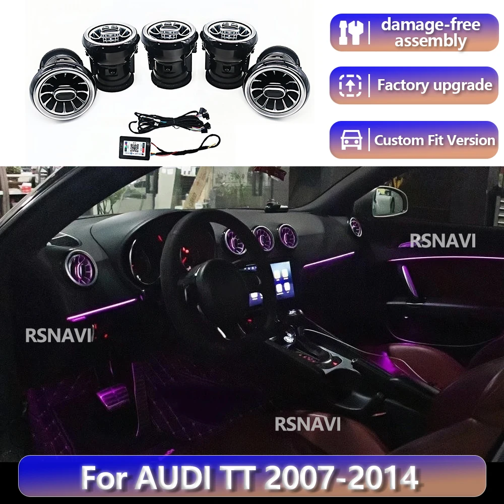 RGB color streamer For Audi TT 2007-2014 256 Colours LED Air Vents APP Control Car AC Conditioner Turbo Outlet Decoration Lamp