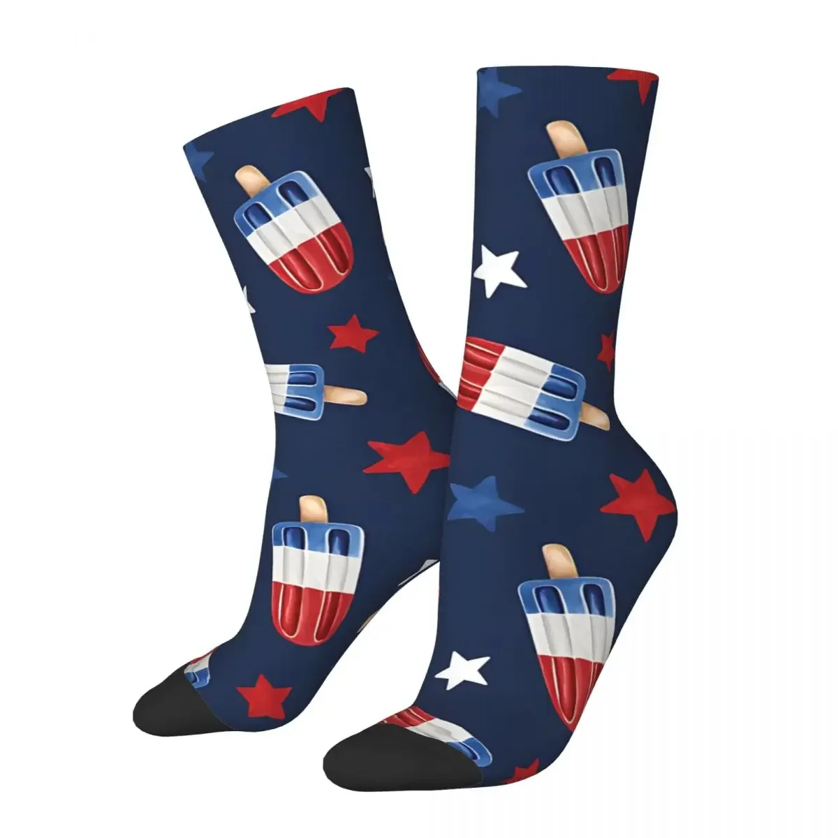 Calcetines de compresión con estampado de polos para hombre, medias Unisex de estilo callejero, sin costuras, Retro, rojo, blanco y azul, novedad, 4 de julio