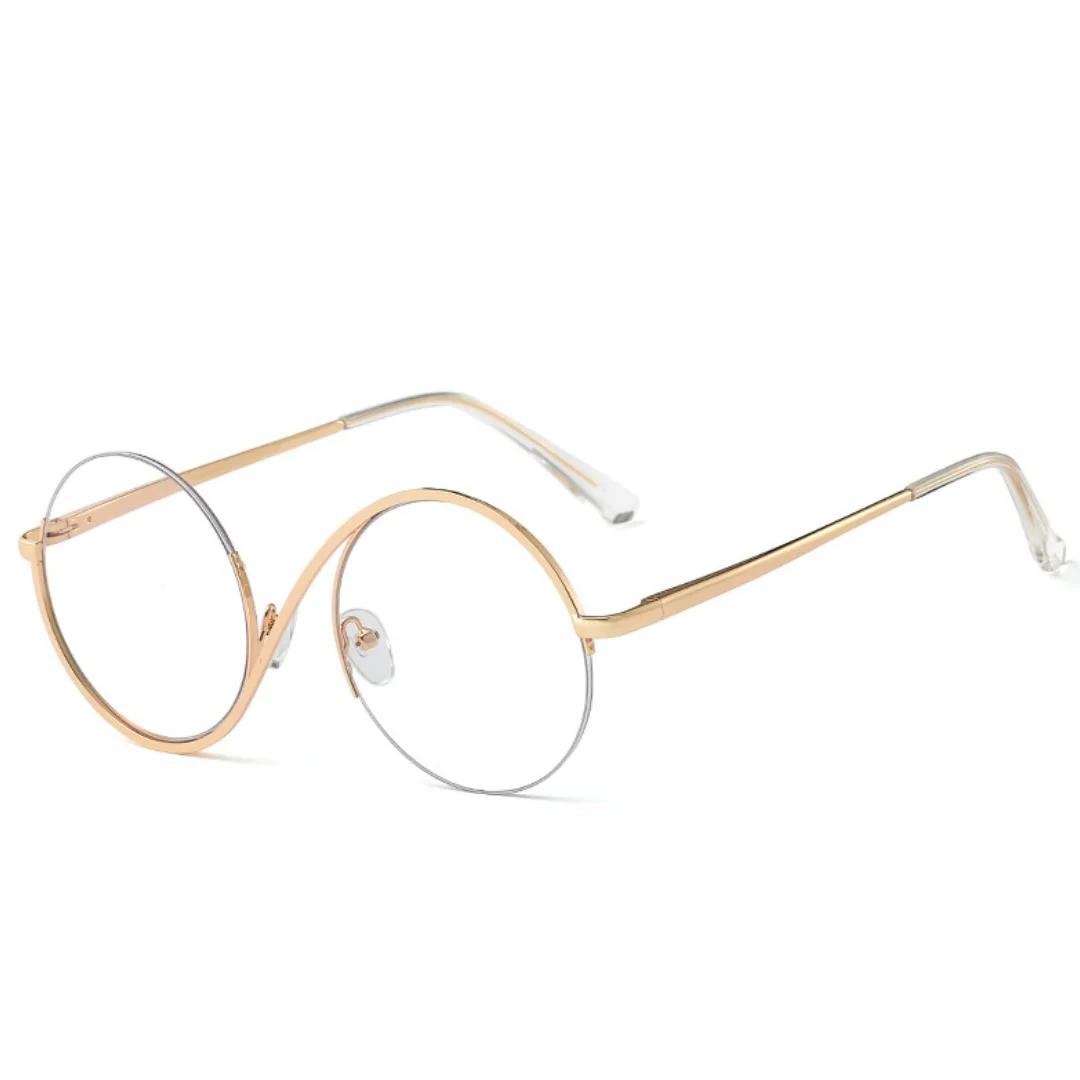 A pair of pc metal half-frame optical anti-blue glasses, female comfortable flat mirror can be equipped with myopia glasses.